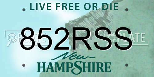 852RSS New Hampshire License Plate