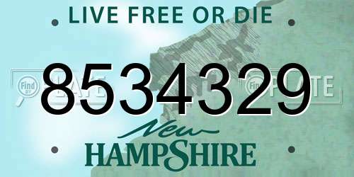 8534329 New Hampshire License Plate