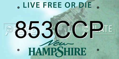 853CCP New Hampshire License Plate