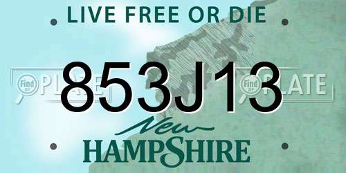 853J13 New Hampshire License Plate