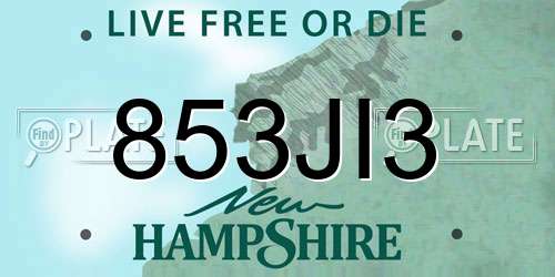 853JI3 New Hampshire License Plate