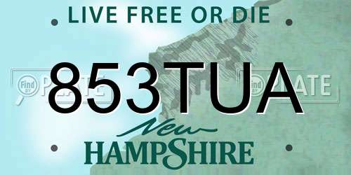 853TUA New Hampshire License Plate
