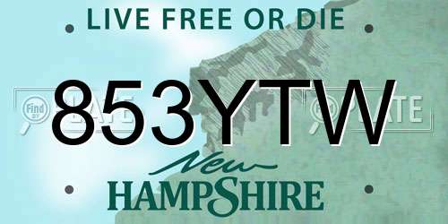 853YTW New Hampshire License Plate