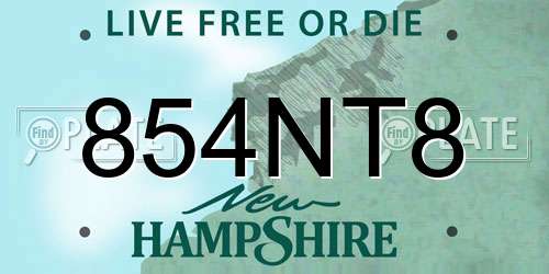 854NT8 New Hampshire License Plate