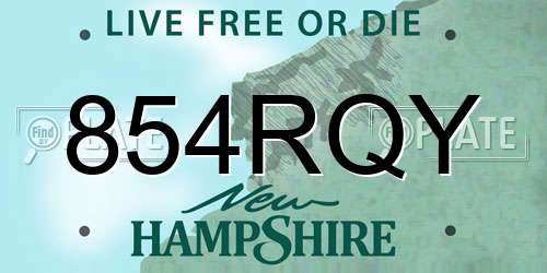 854RQY New Hampshire License Plate