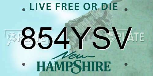 854YSV New Hampshire License Plate
