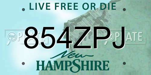 854ZPJ New Hampshire License Plate