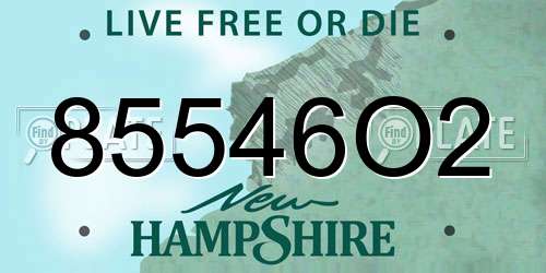 85546O2 New Hampshire License Plate