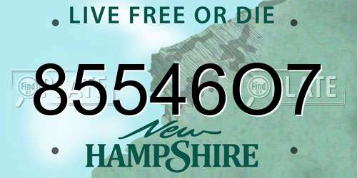 85546O7 New Hampshire License Plate