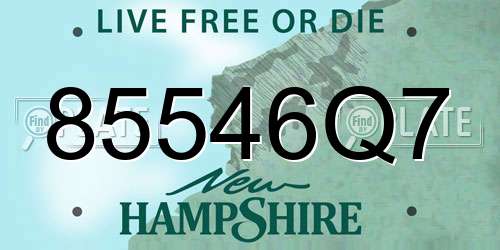85546Q7 New Hampshire License Plate