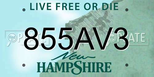 855AV3 New Hampshire License Plate