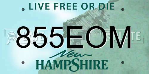 855EOM New Hampshire License Plate