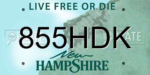855HDK New Hampshire License Plate