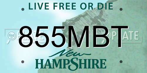 855MBT New Hampshire License Plate