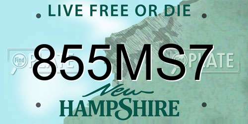 855MS7 New Hampshire License Plate
