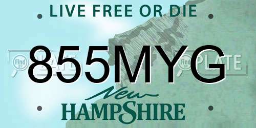 855MYG New Hampshire License Plate
