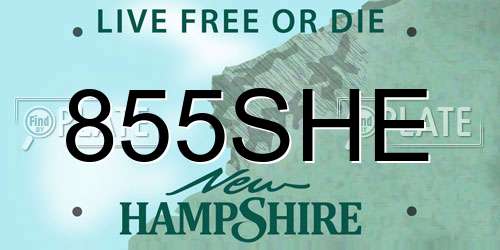855SHE New Hampshire License Plate