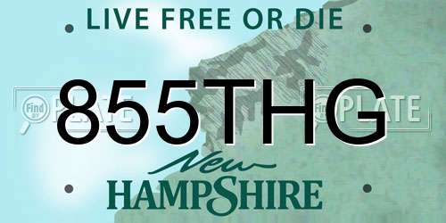 855THG New Hampshire License Plate