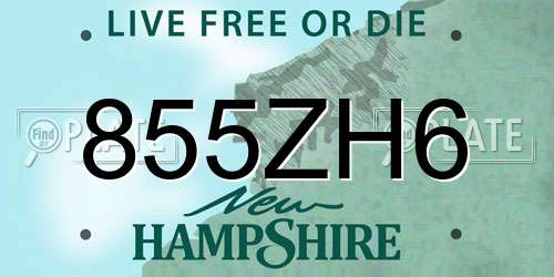 855ZH6 New Hampshire License Plate