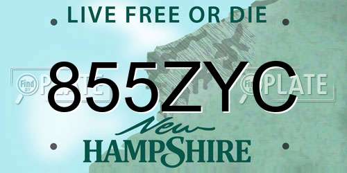 855ZYC New Hampshire License Plate