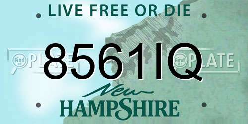 8561IQ New Hampshire License Plate