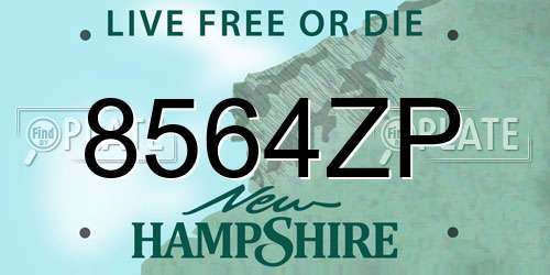 8564ZP New Hampshire License Plate