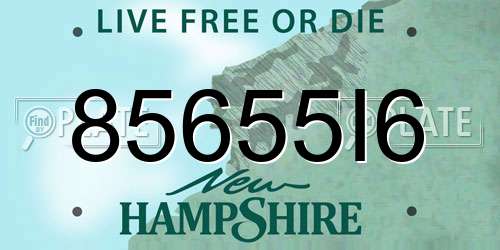 85655I6 New Hampshire License Plate