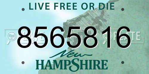 8565816 New Hampshire License Plate