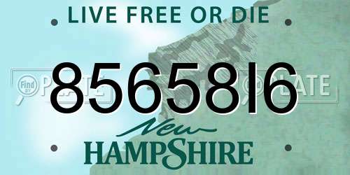 85658I6 New Hampshire License Plate