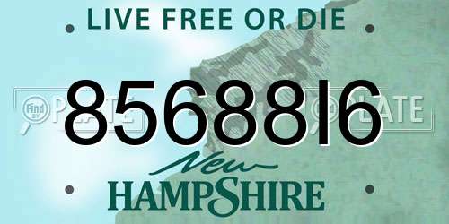 85688I6 New Hampshire License Plate