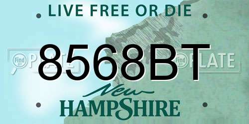 8568BT New Hampshire License Plate
