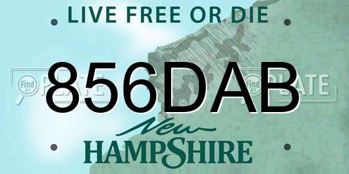 856DAB New Hampshire License Plate