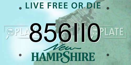 856II0 New Hampshire License Plate