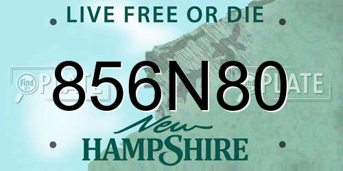 856N80 New Hampshire License Plate