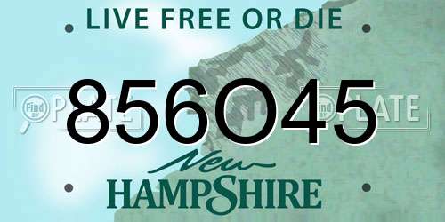 856O45 New Hampshire License Plate