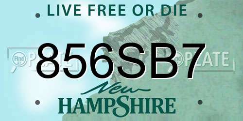 856SB7 New Hampshire License Plate