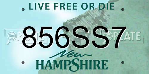 856SS7 New Hampshire License Plate