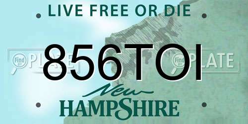 856TOI New Hampshire License Plate