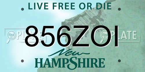 856ZOI New Hampshire License Plate
