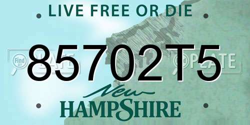 85702T5 New Hampshire License Plate
