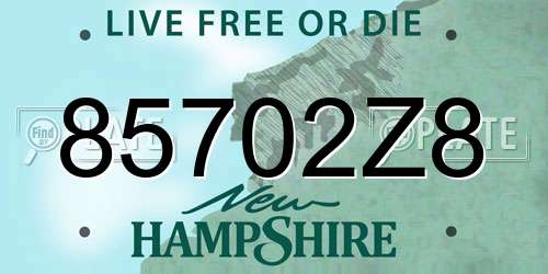 85702Z8 New Hampshire License Plate