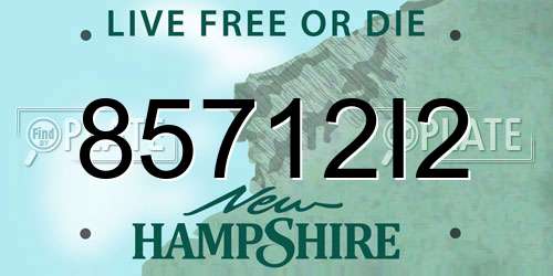 85712I2 New Hampshire License Plate