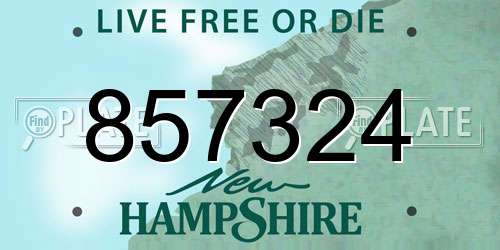 857324 New Hampshire License Plate