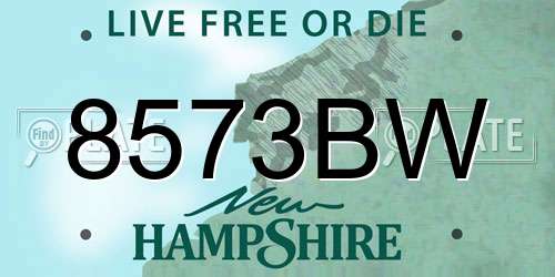 8573BW New Hampshire License Plate