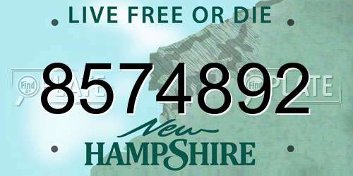 8574892 New Hampshire License Plate
