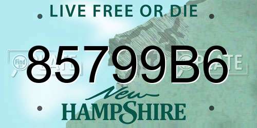 85799B6 New Hampshire License Plate