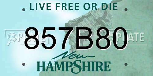857B80 New Hampshire License Plate