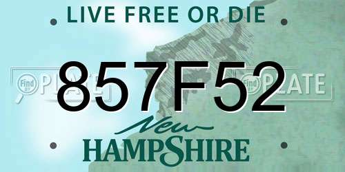 857F52 New Hampshire License Plate