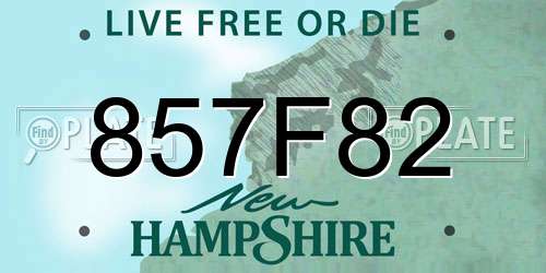 857F82 New Hampshire License Plate