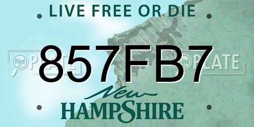 857FB7 New Hampshire License Plate